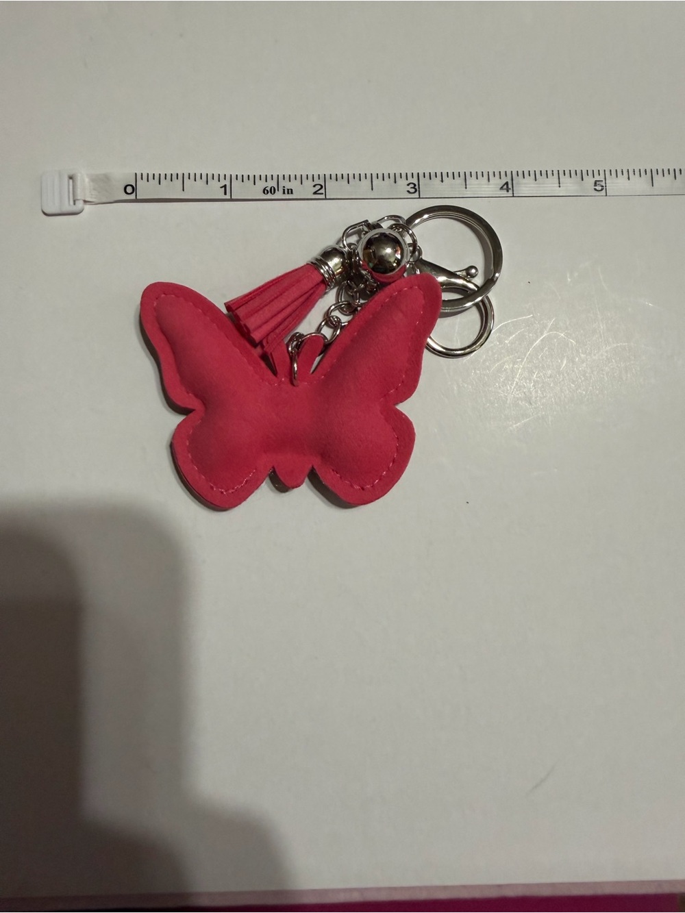 Pink Rhinestone Butterfly Key Charm Accessory - Picture 2 of 3